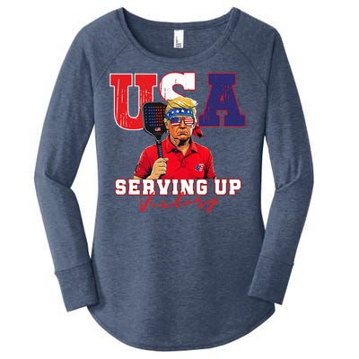 Usa Pickleball Champ Patriotic Trump & Pickleball Women's Perfect Tri Tunic Long Sleeve Shirt