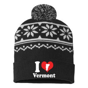 Us Proud Citizen America Love State I Heart Vermont USA-Made Snowflake Beanie