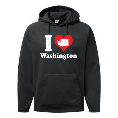 Us Proud Citizen America Love State I Heart Washington Performance Fleece Hoodie