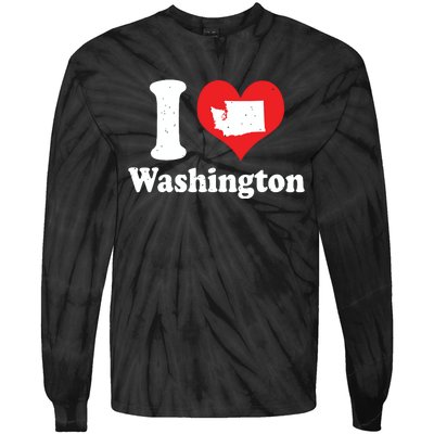 Us Proud Citizen America Love State I Heart Washington Tie-Dye Long Sleeve Shirt