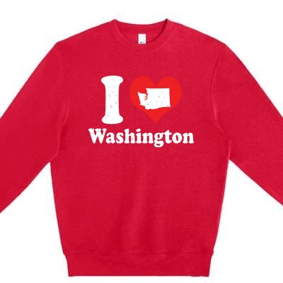 Us Proud Citizen America Love State I Heart Washington Premium Crewneck Sweatshirt