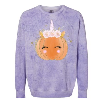 Unicorn Pumpkin Costume Halloween Gift Girls Great Gift Colorblast Crewneck Sweatshirt