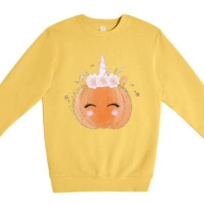 Unicorn Pumpkin Costume Halloween Gift Girls Great Gift Premium Crewneck Sweatshirt