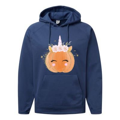 Unicorn Pumpkin Costume Halloween Gift Girls Great Gift Performance Fleece Hoodie