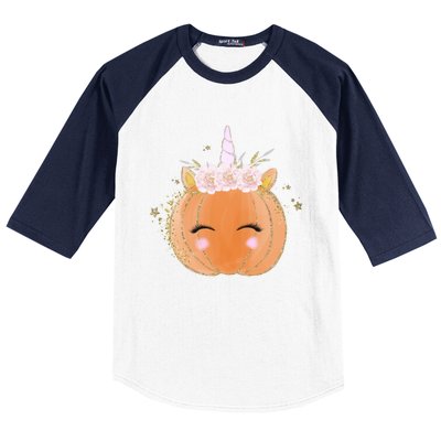 Unicorn Pumpkin Costume Halloween Gift Girls Great Gift Baseball Sleeve Shirt