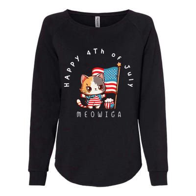 USA Patriotic Cat celebrating the 4th of July MEOICA Womens California Wash Sweatshirt