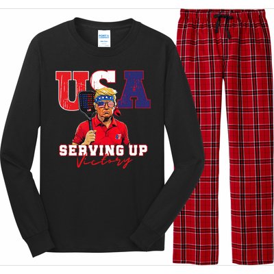 Usa Pickleball Champ Patriotic Trump & Pickleball Long Sleeve Pajama Set