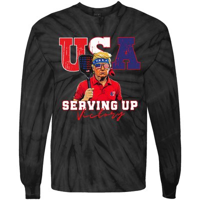 Usa Pickleball Champ Patriotic Trump & Pickleball Tie-Dye Long Sleeve Shirt