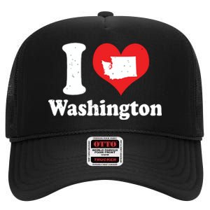 Us Proud Citizen America Love State I Heart Washington High Crown Mesh Back Trucker Hat