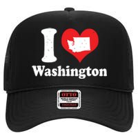 Us Proud Citizen America Love State I Heart Washington High Crown Mesh Back Trucker Hat