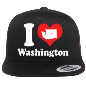 Us Proud Citizen America Love State I Heart Washington Flat Bill Trucker Hat