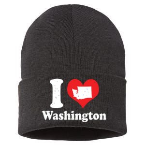 Us Proud Citizen America Love State I Heart Washington Sustainable Knit Beanie