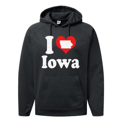 US Proud Citizen America Love State I Heart Iowa Performance Fleece Hoodie