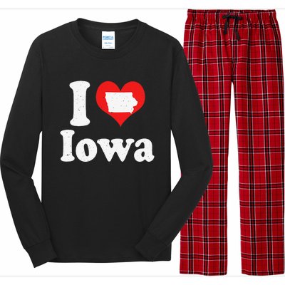 US Proud Citizen America Love State I Heart Iowa Long Sleeve Pajama Set