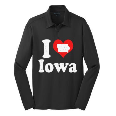 US Proud Citizen America Love State I Heart Iowa Silk Touch Performance Long Sleeve Polo