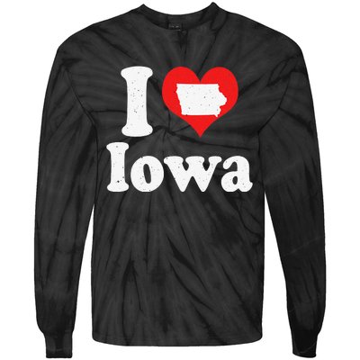 US Proud Citizen America Love State I Heart Iowa Tie-Dye Long Sleeve Shirt