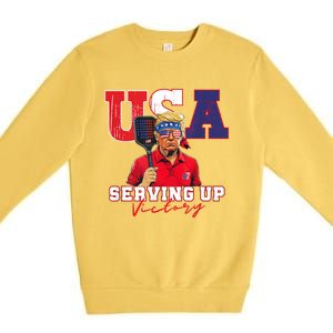 Usa Pickleball Champ Patriotic Trump & Pickleball Premium Crewneck Sweatshirt