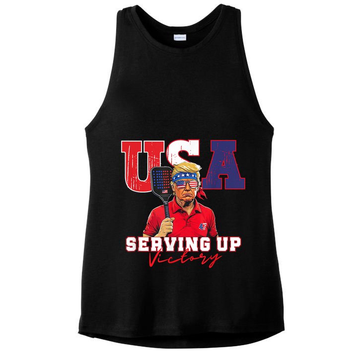 Usa Pickleball Champ Patriotic Trump & Pickleball Ladies PosiCharge Tri-Blend Wicking Tank
