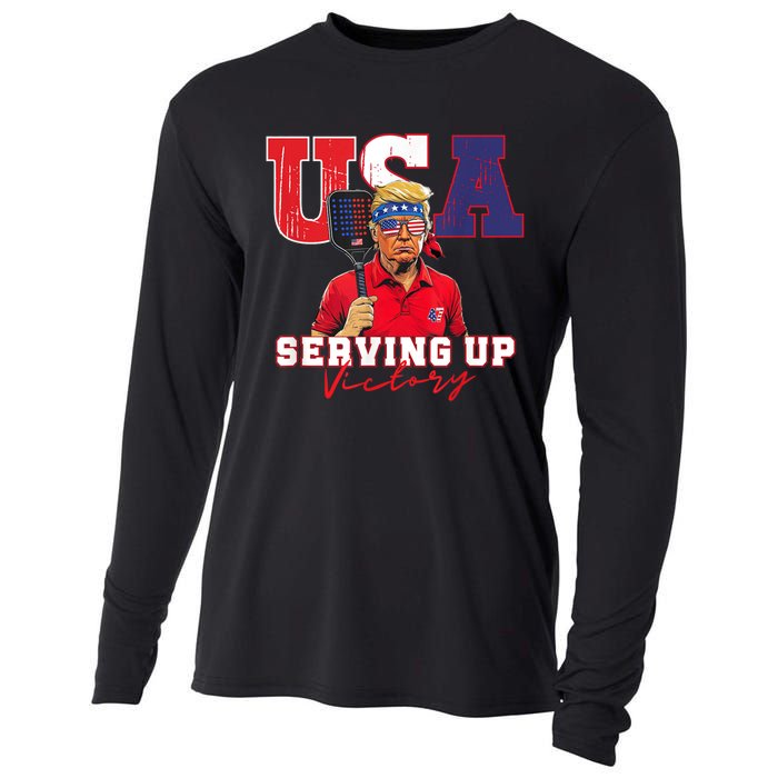 Usa Pickleball Champ Patriotic Trump & Pickleball Cooling Performance Long Sleeve Crew