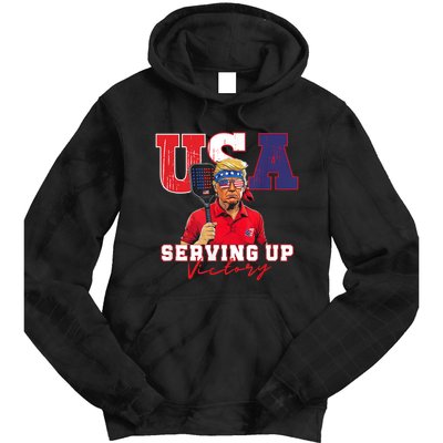 Usa Pickleball Champ Patriotic Trump & Pickleball Tie Dye Hoodie