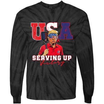Usa Pickleball Champ Patriotic Trump & Pickleball Tie-Dye Long Sleeve Shirt