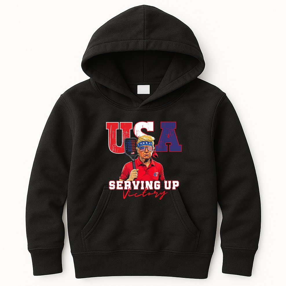 Usa Pickleball Champ Patriotic Trump & Pickleball Kids Hoodie