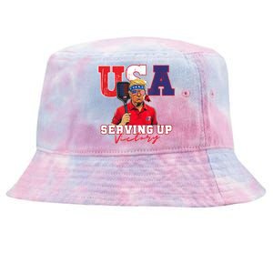 Usa Pickleball Champ Patriotic Trump & Pickleball Tie-Dyed Bucket Hat