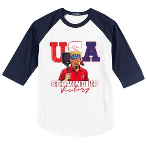 Usa Pickleball Champ Patriotic Trump & Pickleball Baseball Sleeve Shirt