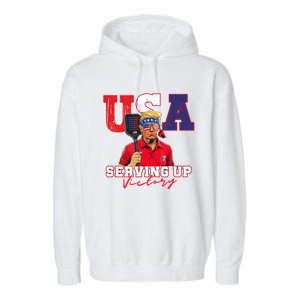 Usa Pickleball Champ Patriotic Trump & Pickleball Garment-Dyed Fleece Hoodie