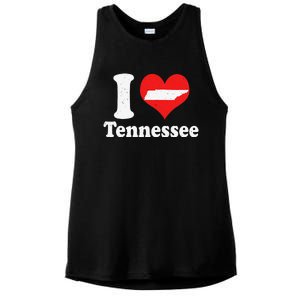 US Proud Citizen America Love State I Heart Tennessee Ladies PosiCharge Tri-Blend Wicking Tank