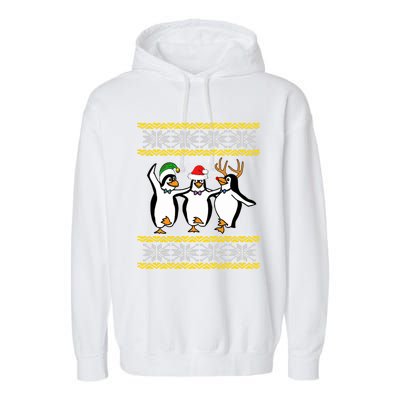 Ugly Penguin Christmas Squad Dancing Waddling Xmas Funny Gift Garment-Dyed Fleece Hoodie