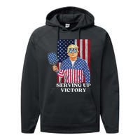 Usa Pickleball Champ Patriotic Trump Political & Pickleball Performance Fleece Hoodie