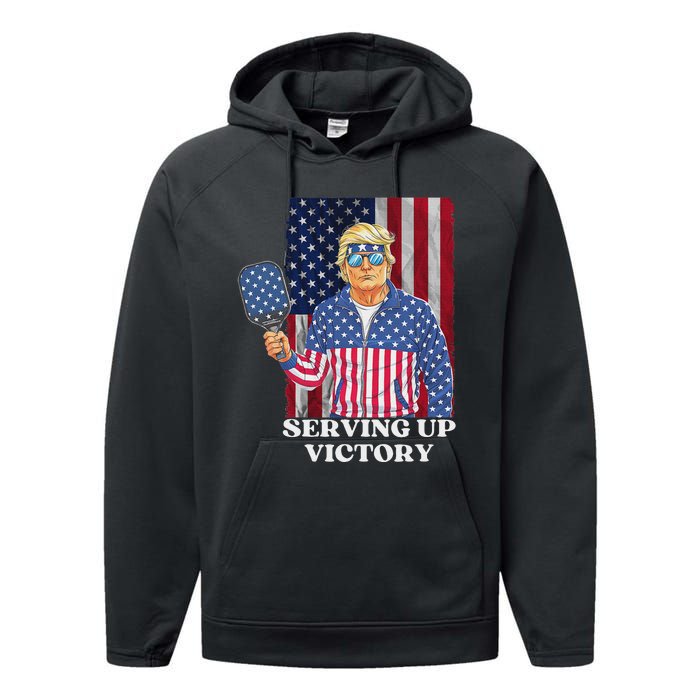 Usa Pickleball Champ Patriotic Trump Political & Pickleball Performance Fleece Hoodie