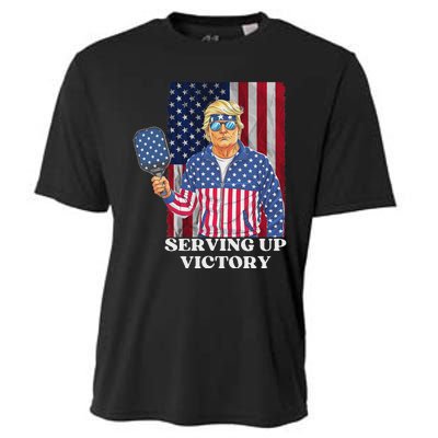 Usa Pickleball Champ Patriotic Trump Political & Pickleball Cooling Performance Crew T-Shirt