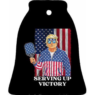 Usa Pickleball Champ Patriotic Trump Political & Pickleball Ceramic Bell Ornament