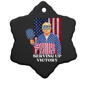 Usa Pickleball Champ Patriotic Trump Political & Pickleball Ceramic Star Ornament