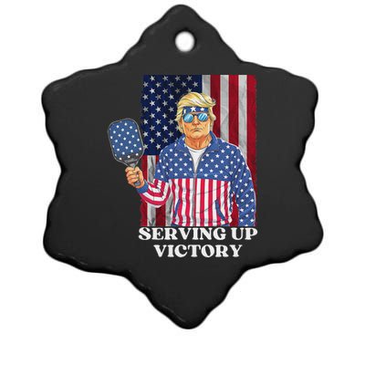 Usa Pickleball Champ Patriotic Trump Political & Pickleball Ceramic Star Ornament