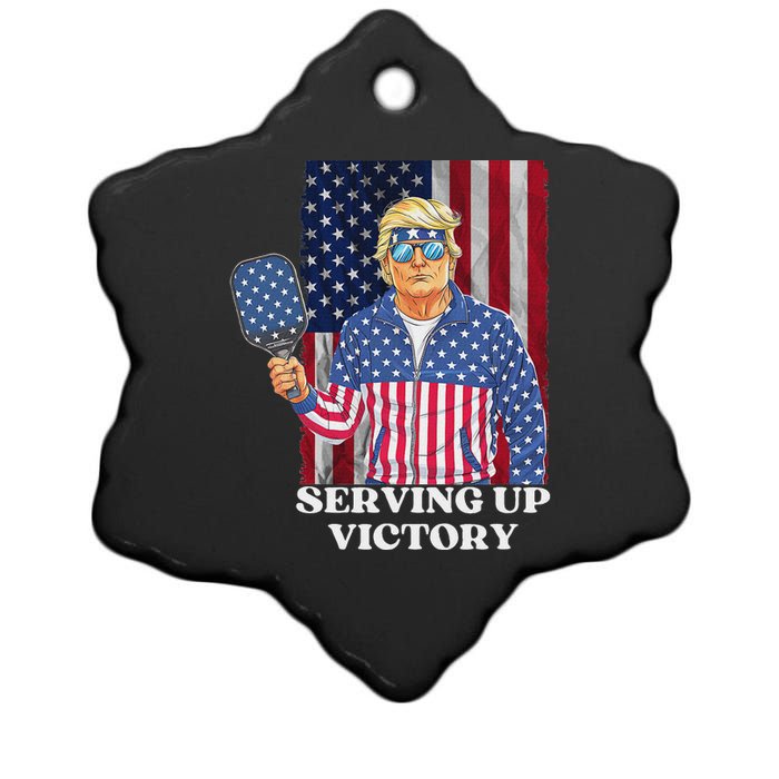 Usa Pickleball Champ Patriotic Trump Political & Pickleball Ceramic Star Ornament