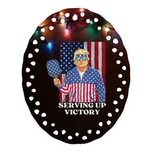 Usa Pickleball Champ Patriotic Trump Political & Pickleball Ceramic Oval Ornament