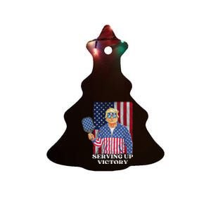 Usa Pickleball Champ Patriotic Trump Political & Pickleball Ceramic Tree Ornament