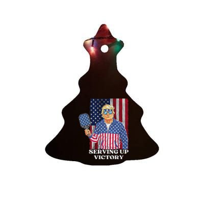 Usa Pickleball Champ Patriotic Trump Political & Pickleball Ceramic Tree Ornament