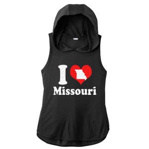 US Proud Citizen America Love State I Heart Missouri Ladies PosiCharge Tri-Blend Wicking Draft Hoodie Tank