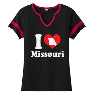 US Proud Citizen America Love State I Heart Missouri Ladies Halftime Notch Neck Tee