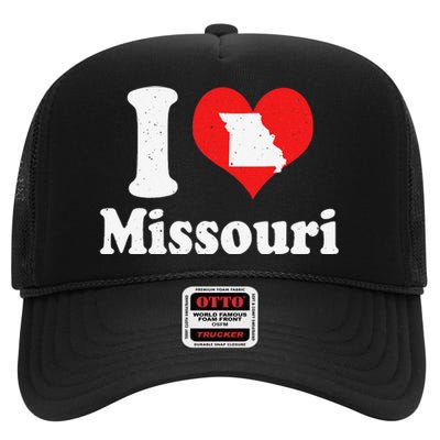 US Proud Citizen America Love State I Heart Missouri High Crown Mesh Back Trucker Hat