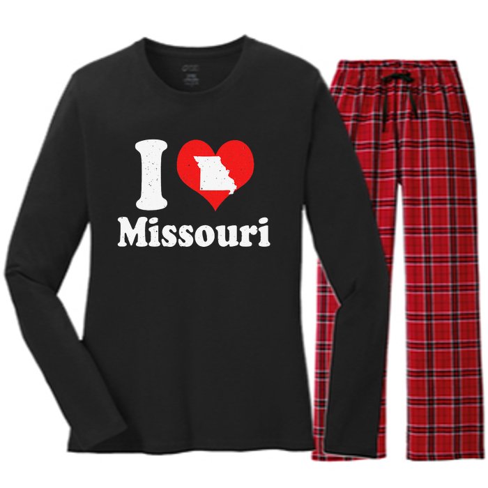 US Proud Citizen America Love State I Heart Missouri Women's Long Sleeve Flannel Pajama Set 