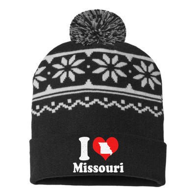 US Proud Citizen America Love State I Heart Missouri USA-Made Snowflake Beanie