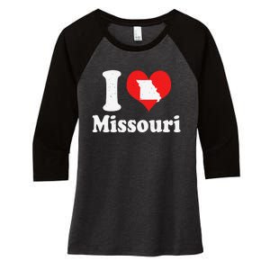 US Proud Citizen America Love State I Heart Missouri Women's Tri-Blend 3/4-Sleeve Raglan Shirt