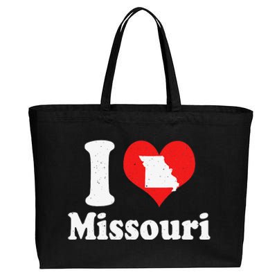 US Proud Citizen America Love State I Heart Missouri Cotton Canvas Jumbo Tote