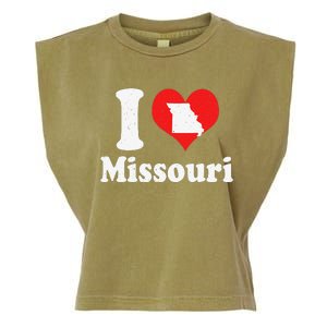 US Proud Citizen America Love State I Heart Missouri Garment-Dyed Women's Muscle Tee