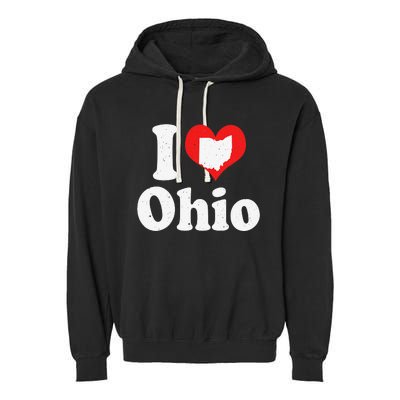 US Proud Citizen America Love State I Heart Ohio Garment-Dyed Fleece Hoodie